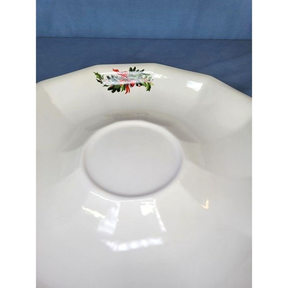 Christmas Tree Chip & Dip Pfaltzgraff 2 Pc Set White Made in USA - Picture 6 of 10